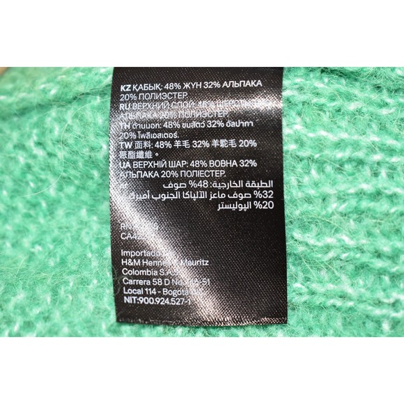 H&M Wool Alpaca Blend Sweater Size S Oversized Pullover Mint Green Fuzzy New - Picture 11 of 11